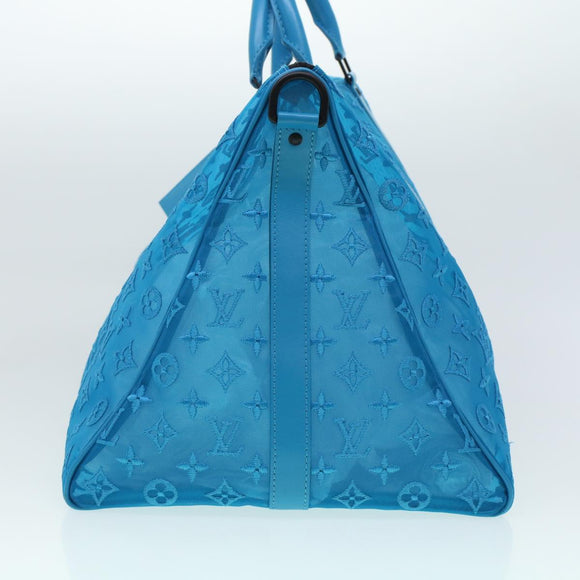 LOUIS VUITTON Mesh Keepall Triangle 50 Boston Bag Turquoise Blue M45048 42050S