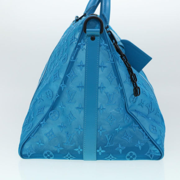 LOUIS VUITTON Mesh Keepall Triangle 50 Boston Bag Turquoise Blue M45048 42050S