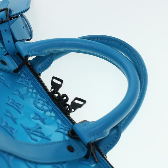 LOUIS VUITTON Mesh Keepall Triangle 50 Boston Bag Turquoise Blue M45048 42050S