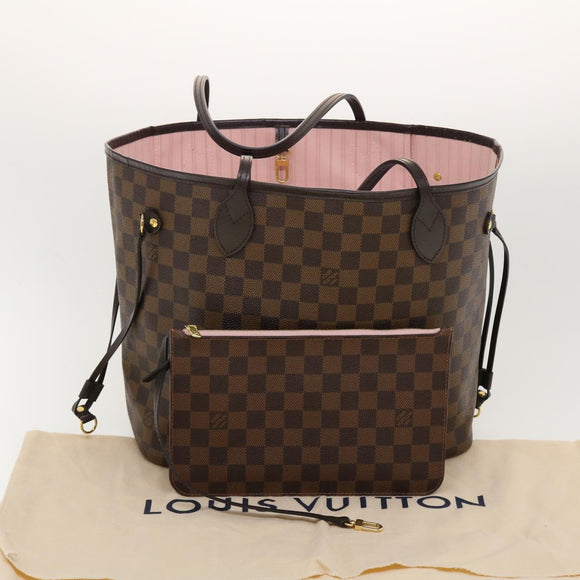 LOUIS VUITTON Damier Ebene Rose valerine Neverfull MM ToteBag N41603 Auth 42621A