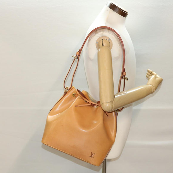 LOUIS VUITTON Nomad Leather Petit Noe Shoulder Bag Beige M85003 LV Auth 42829AV