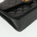 CHANEL Mini Matelasse Chain Shoulder Bag Lamb Skin Black CC Auth 42862AV-16