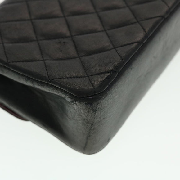 CHANEL Mini Matelasse Chain Shoulder Bag Lamb Skin Black CC Auth 42862AV