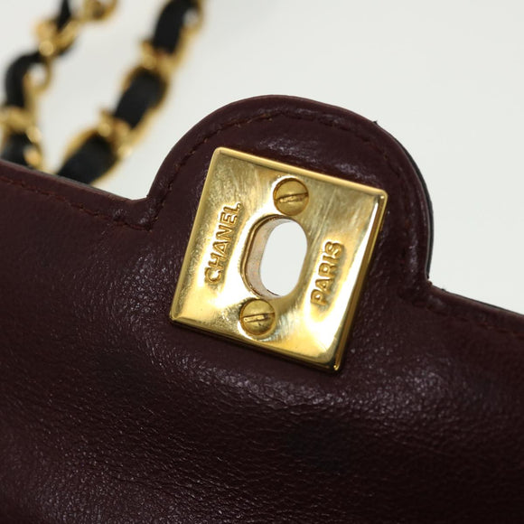 CHANEL Mini Matelasse Chain Shoulder Bag Lamb Skin Black CC Auth 42862AV
