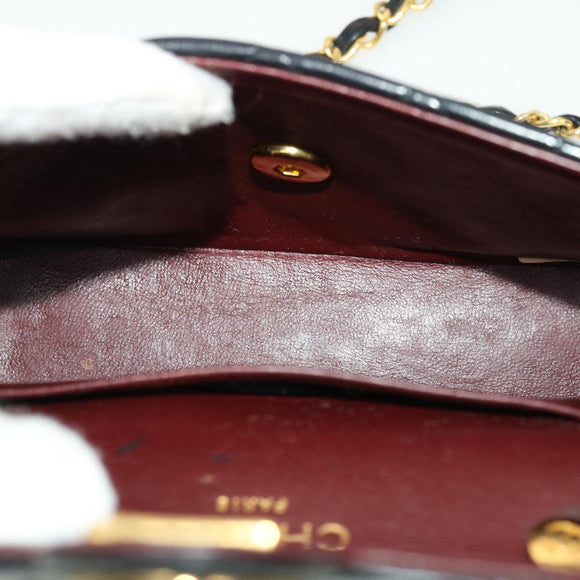 CHANEL Mini Matelasse Chain Shoulder Bag Lamb Skin Black CC Auth 42862AV