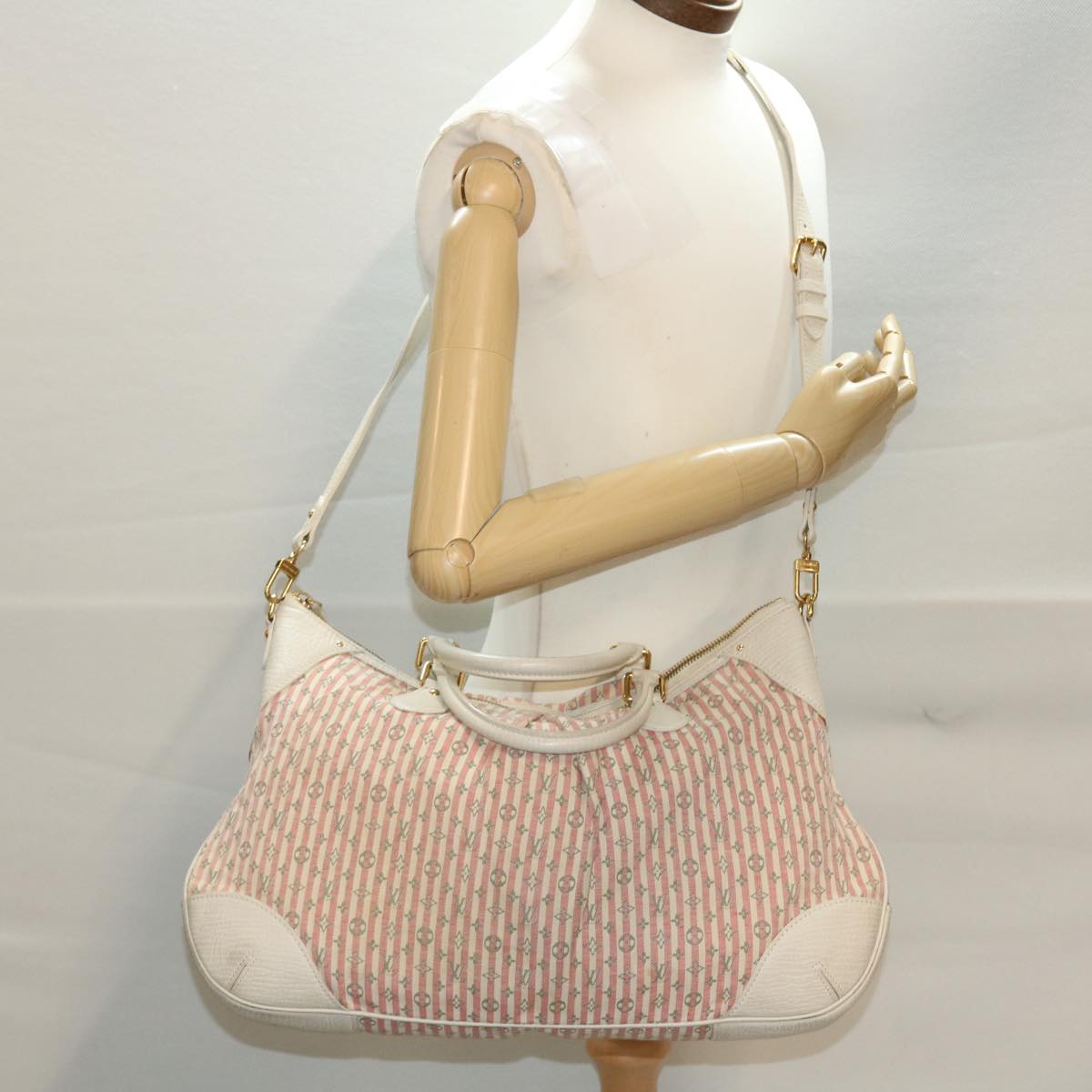 LOUIS VUITTON Mini Lin Marina GM Hand Bag Croisette 2way Pink M95493 Auth 42909