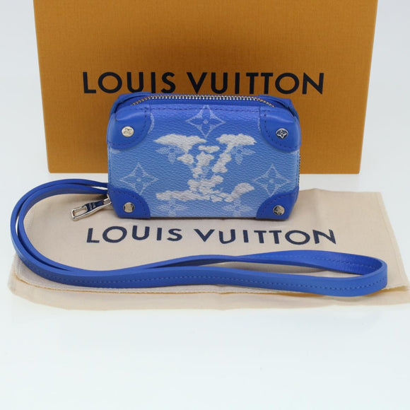 LOUIS VUITTON Monogram Clouds Soft Trunk Necklace Pouch Blue M45440 Auth 43556S