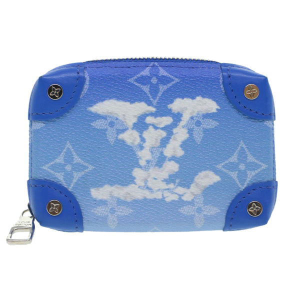LOUIS VUITTON Monogram Clouds Soft Trunk Necklace Pouch Blue M45440 Auth 43556S