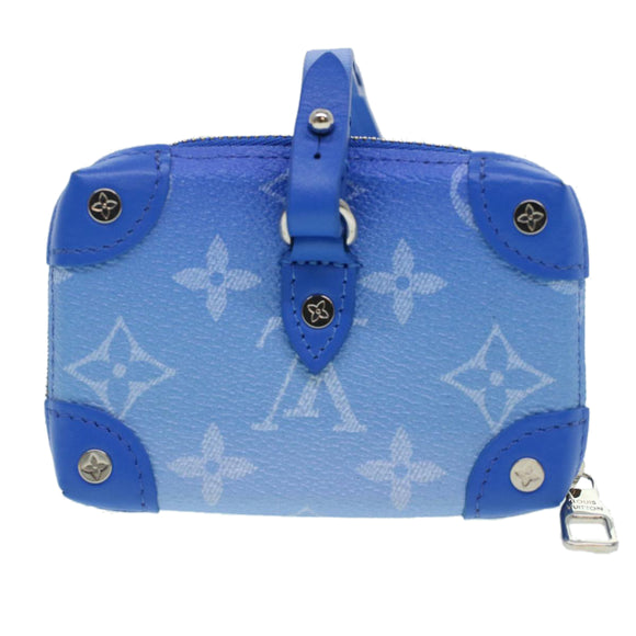 LOUIS VUITTON Monogram Clouds Soft Trunk Necklace Pouch Blue M45440 Auth 43556S