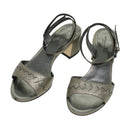 BOTTEGA VENETA High Heels Leder Silber Auth 43791-1