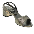 BOTTEGA VENETA High Heels Leder Silber Auth 43791-17