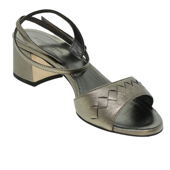 BOTTEGA VENETA High Heels Leder Silber Auth 43791