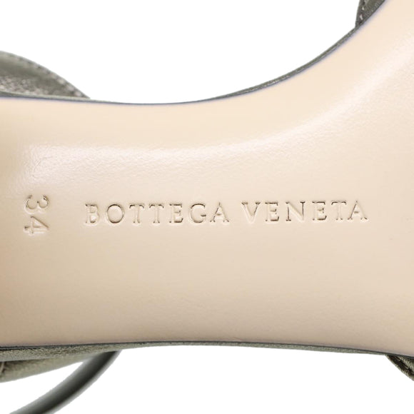 BOTTEGA VENETA High Heels Leather Silver Auth 43791