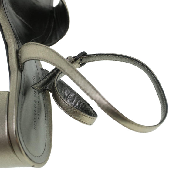BOTTEGA VENETA High Heels Leder Silber Auth 43791