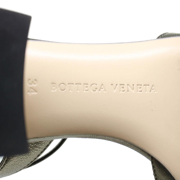 BOTTEGA VENETA High Heels Leder Silber Auth 43791