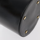 CELINE Vanity Cosmetic Pouch Leather Black Gold Auth 43930-14