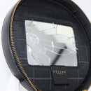 CELINE Vanity Cosmetic Pouch Leather Black Gold Auth 43930-9