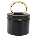 CELINE Vanity Cosmetic Pouch Leather Black Gold Auth 43930-13
