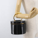 CELINE Vanity Cosmetic Pouch Leather Black Gold Auth 43930-11