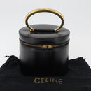 CELINE Vanity Cosmetic Pouch Leather Black Gold Auth 43930-12