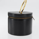 CELINE Vanity Cosmetic Pouch Leather Black Gold Auth 43930-4