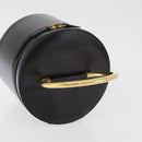 CELINE Vanity Cosmetic Pouch Leather Black Gold Auth 43930-6