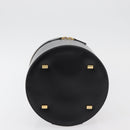 CELINE Vanity Cosmetic Pouch Leather Black Gold Auth 43930-8