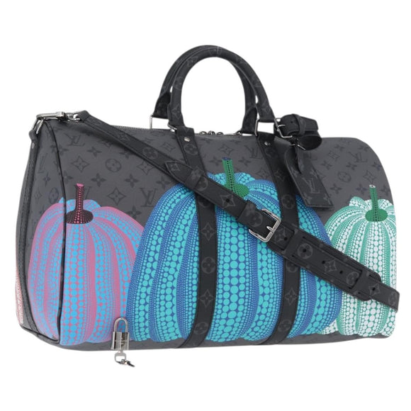 LOUIS VUITTON Eclipse Pumpkin LV × YK Keepall Bandouliere 45 M46441 Auth 44061SM