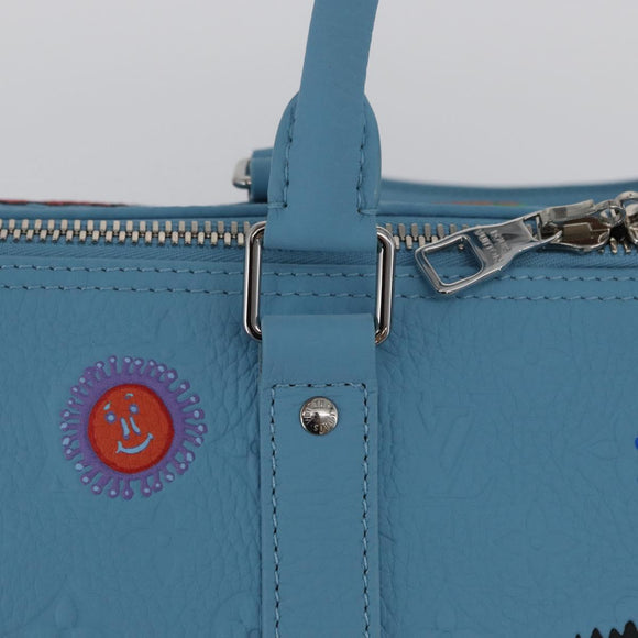 LOUIS VUITTON Keepall Bandouliere 50 Taurillon Leather Blue M21713 Auth 44062SM