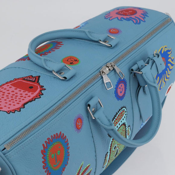 LOUIS VUITTON Keepall Bandouliere 50 Taurillon Leather Blue M21713 Auth 44062SM
