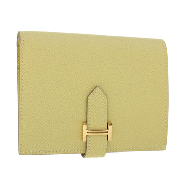 HERMES Bearn Compact Wallet Epsom Yellow Auth 45049AM