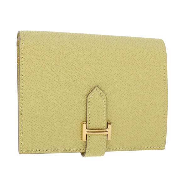 HERMES Bearn Compact Wallet Epsom Yellow Auth 45049AM