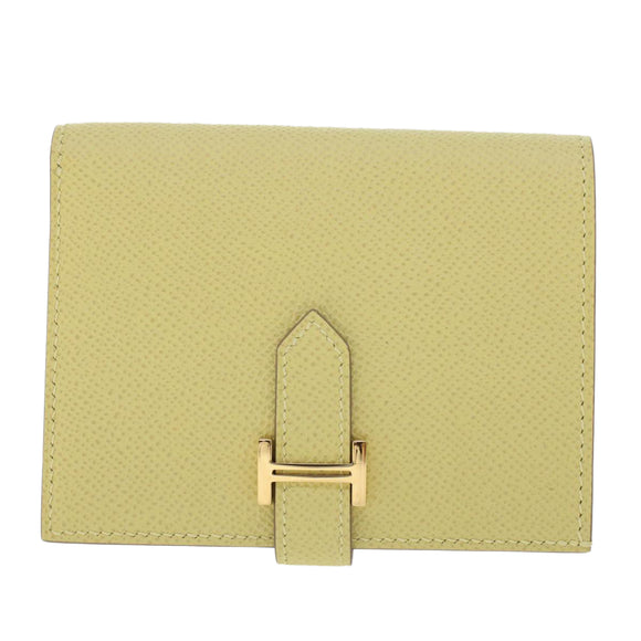 HERMES Bearn Compact Wallet Epsom Yellow Auth 45049AM