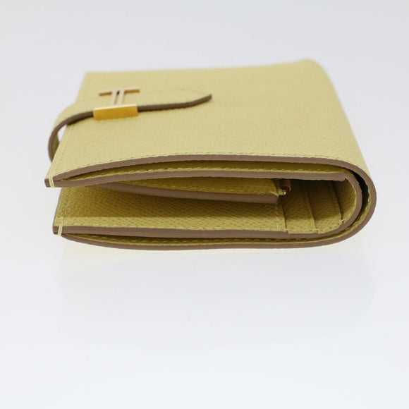 HERMES Bearn Compact Wallet Epsom Yellow Auth 45049AM