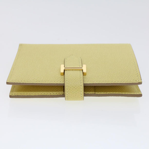 HERMES Bearn Compact Wallet Epsom Yellow Auth 45049AM