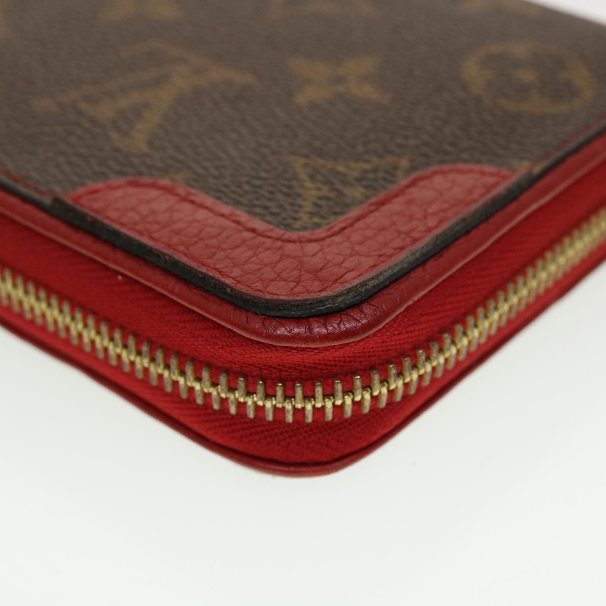 LOUIS VUITTON Monogram Sleys Zippy Wallet Long Wallet Red M61854 LV Auth 45065