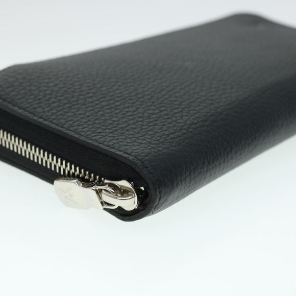 LOUIS VUITTON Zippy Wallet Vertical Taurillon Leather Black M58804 Auth 45066S