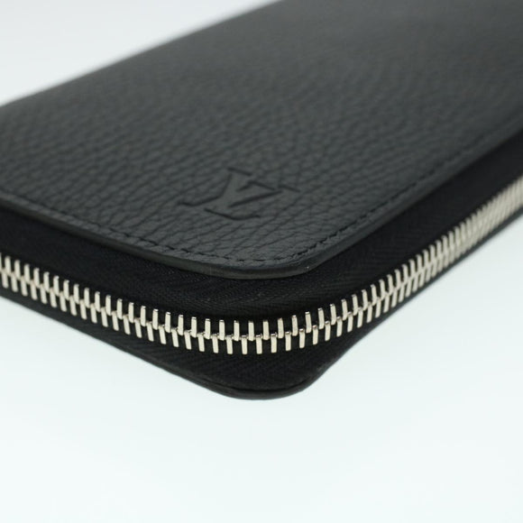 LOUIS VUITTON Zippy Wallet Vertical Taurillon Leather Black M58804 Auth 45066S