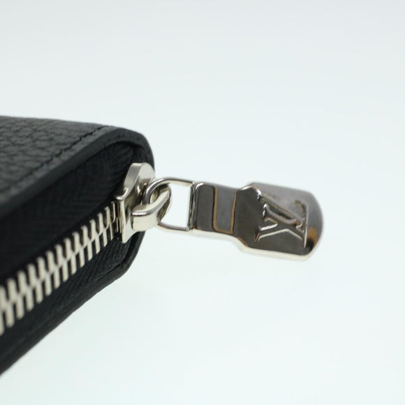 LOUIS VUITTON Zippy Wallet Vertical Taurillon Leather Black M58804 Auth 45066S
