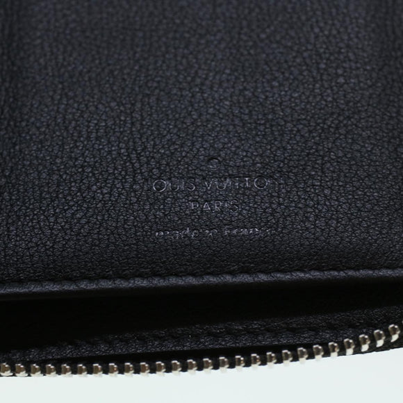 LOUIS VUITTON Zippy Wallet Vertical Taurillon Leather Black M58804 Auth 45066S
