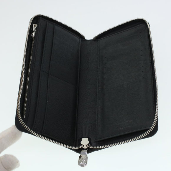 LOUIS VUITTON Zippy Wallet Vertical Taurillon Leather Black M58804 Auth 45066S
