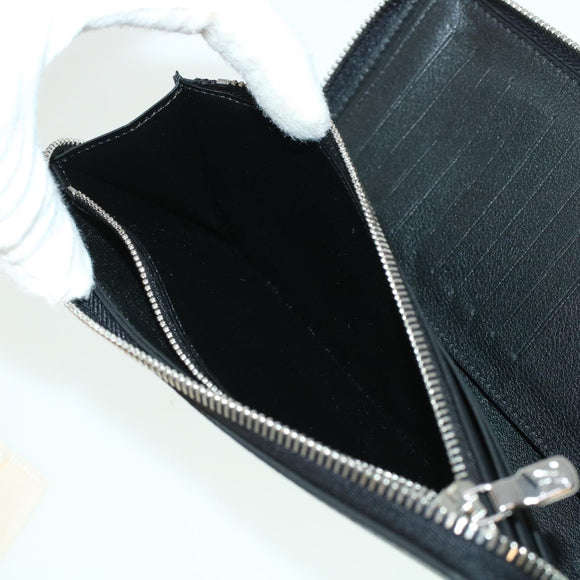 LOUIS VUITTON Zippy Wallet Vertical Taurillon Leather Black M58804 Auth 45066S