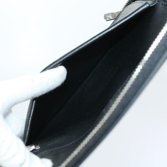 LOUIS VUITTON Zippy Wallet Vertical Taurillon Leather Black M58804 Auth 45066S