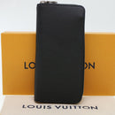 LOUIS VUITTON Zippy Wallet Vertical Taurillon Leather Black M58804 Auth 45066S-12