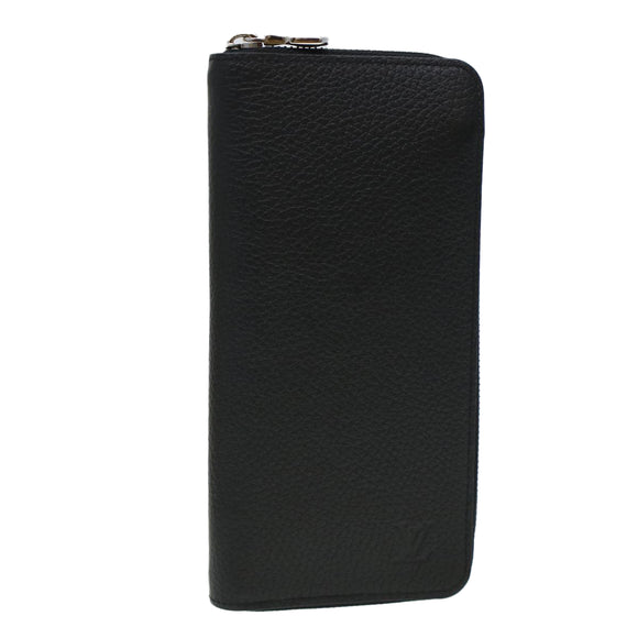 LOUIS VUITTON Zippy Wallet Vertical Taurillon Leather Black M58804 Auth 45066S
