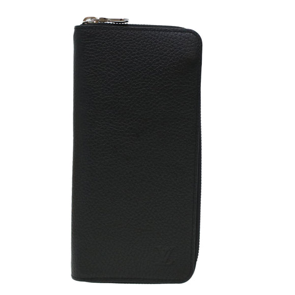 LOUIS VUITTON Zippy Wallet Vertical Taurillon Leather Black M58804 Auth 45066S