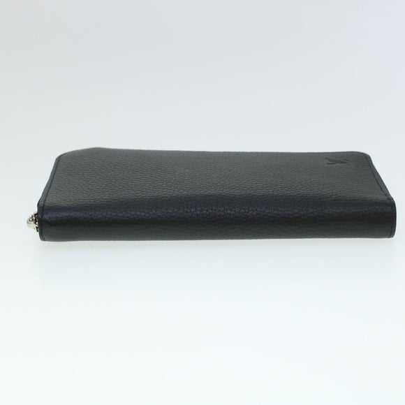 LOUIS VUITTON Zippy Wallet Vertical Taurillon Leather Black M58804 Auth 45066S