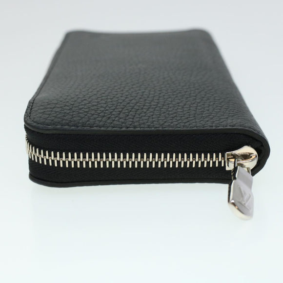 LOUIS VUITTON Zippy Wallet Vertical Taurillon Leather Black M58804 Auth 45066S