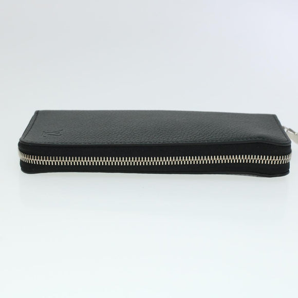 LOUIS VUITTON Zippy Wallet Vertical Taurillon Leather Black M58804 Auth 45066S