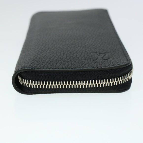 LOUIS VUITTON Zippy Wallet Vertical Taurillon Leather Black M58804 Auth 45066S